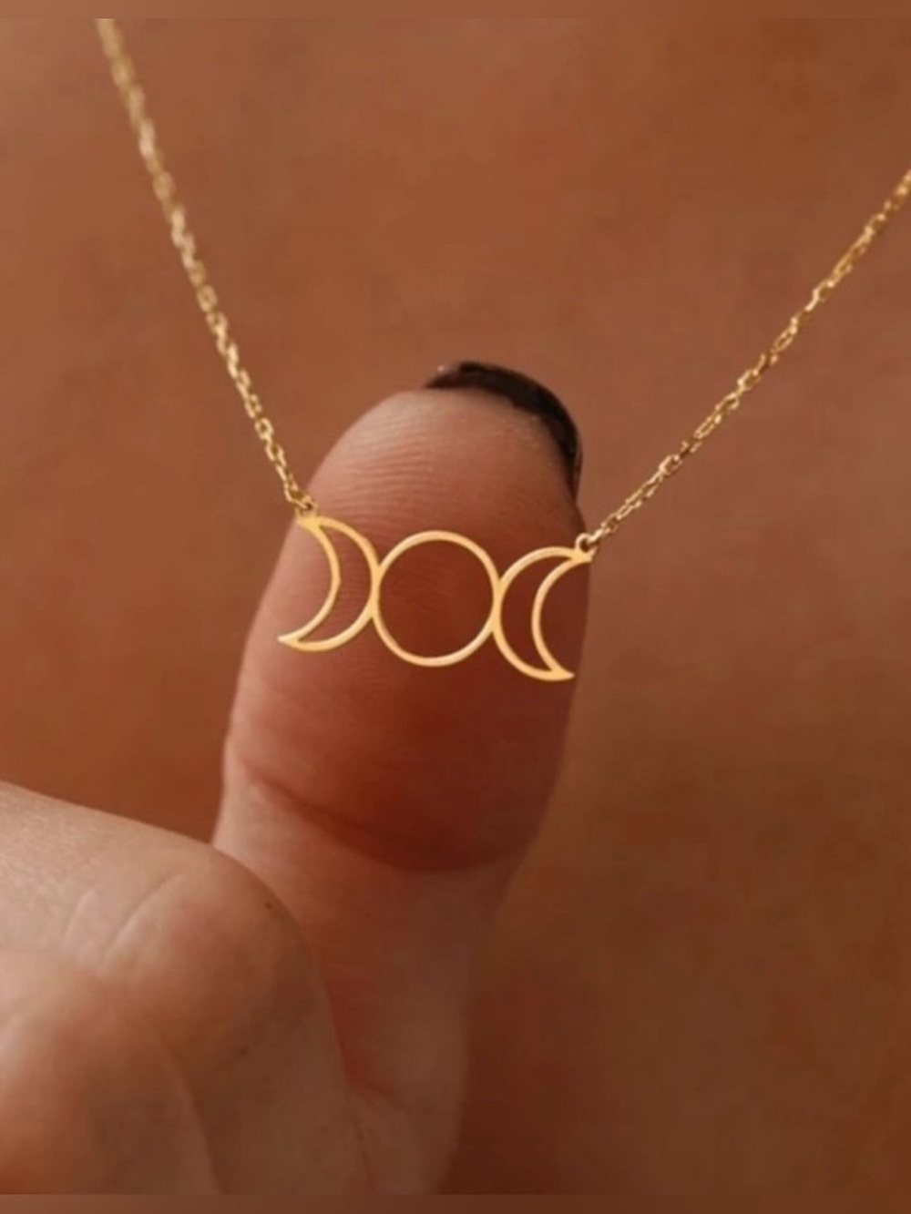 Gold Plated Stainless Steel Moon Crescent Pendant Necklace